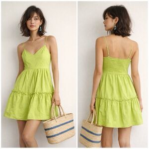 Hunter & Brown Lime Green Tiered Poplin Sundress